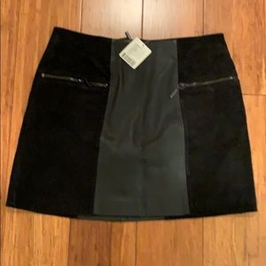Leather and suede skirt